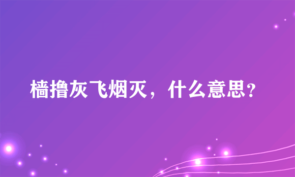 樯撸灰飞烟灭，什么意思？