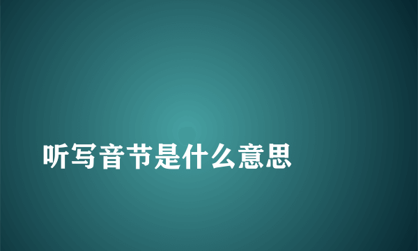 
听写音节是什么意思

