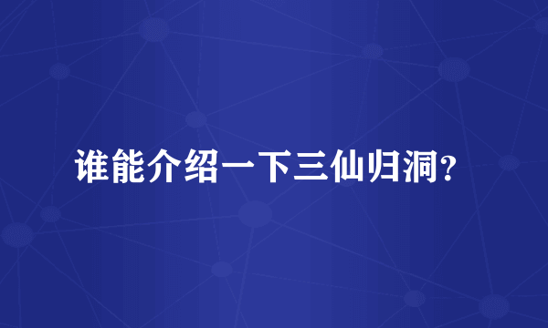 谁能介绍一下三仙归洞？