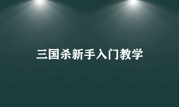 三国杀新手入门教学