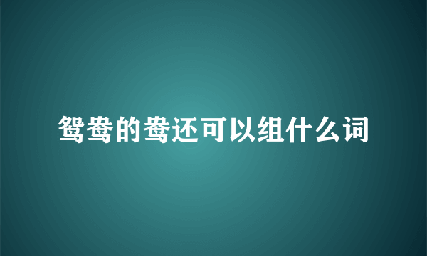 鸳鸯的鸯还可以组什么词