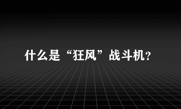 什么是“狂风”战斗机？