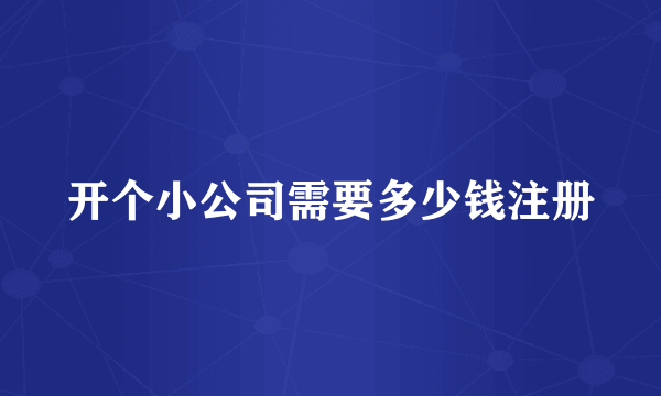 开个小公司需要多少钱注册