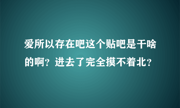 爱所以存在吧这个贴吧是干啥的啊？进去了完全摸不着北？