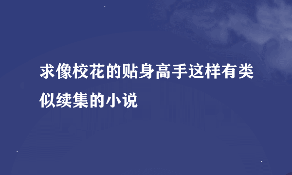 求像校花的贴身高手这样有类似续集的小说