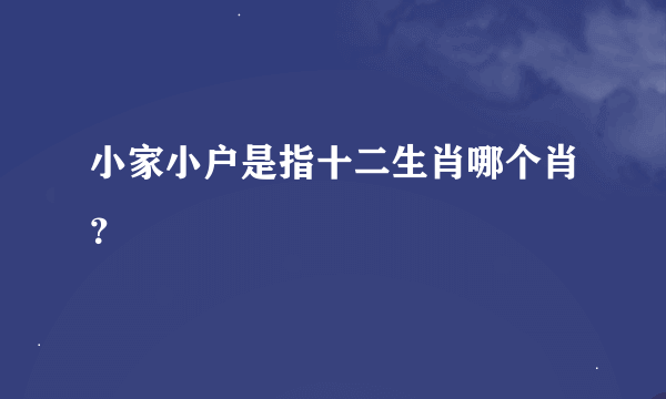 小家小户是指十二生肖哪个肖？