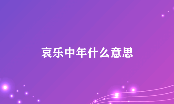 哀乐中年什么意思