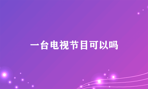 一台电视节目可以吗