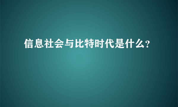 信息社会与比特时代是什么？