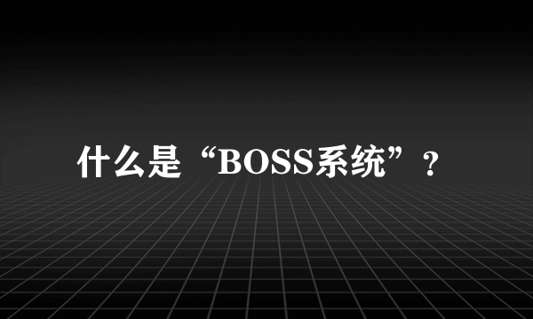 什么是“BOSS系统”？