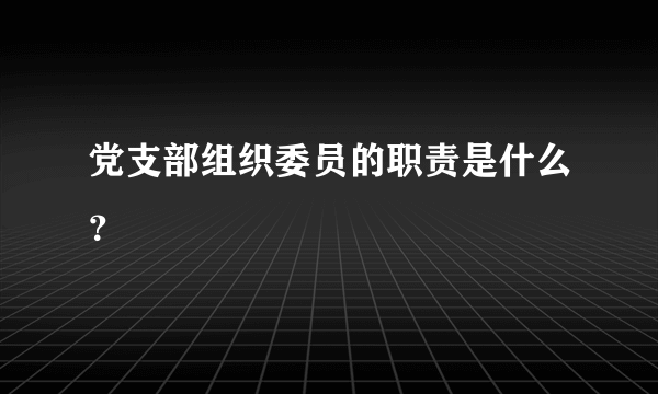 党支部组织委员的职责是什么？