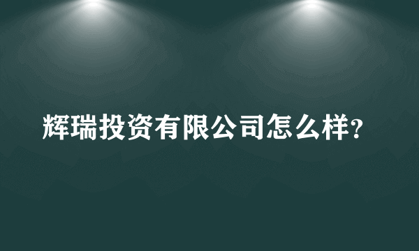 辉瑞投资有限公司怎么样？