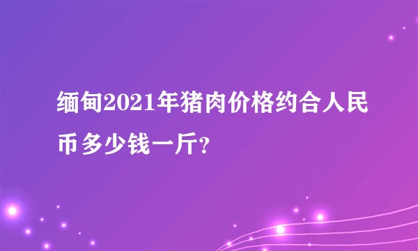 缅甸2021年猪肉价格约合人民币多少钱一斤？