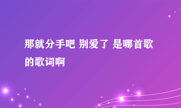 那就分手吧 别爱了 是哪首歌的歌词啊