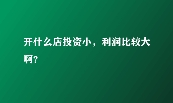 开什么店投资小，利润比较大啊？