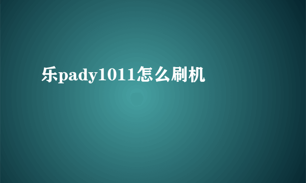 乐pady1011怎么刷机