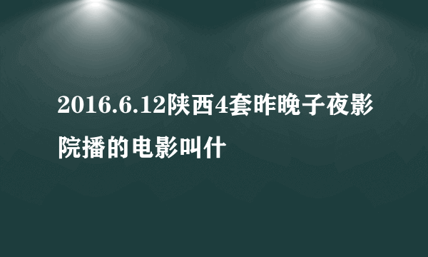 2016.6.12陕西4套昨晚子夜影院播的电影叫什