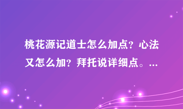 桃花源记道士怎么加点？心法又怎么加？拜托说详细点。。（别用术语，，，我听不懂）