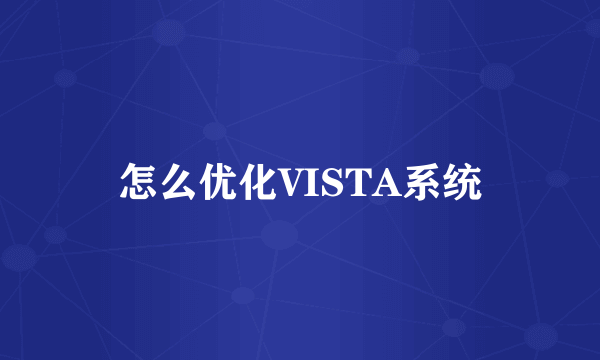 怎么优化VISTA系统