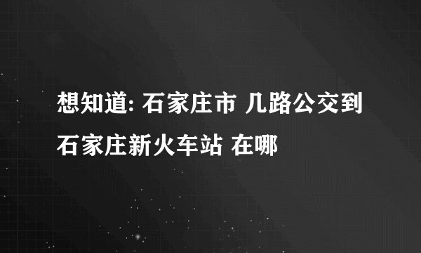 想知道: 石家庄市 几路公交到石家庄新火车站 在哪