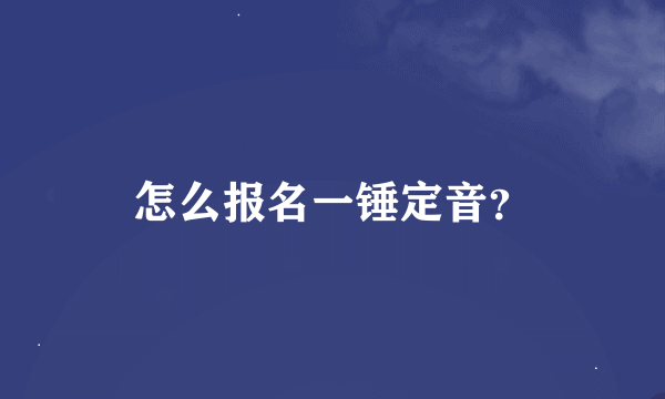 怎么报名一锤定音？