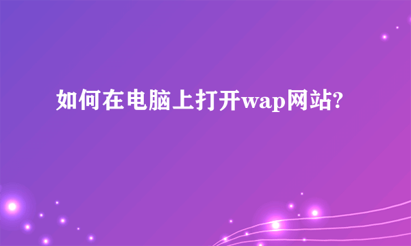 如何在电脑上打开wap网站?