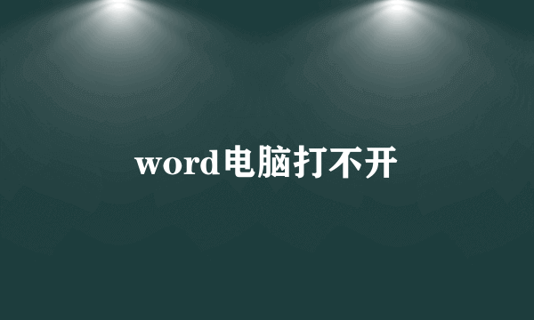 word电脑打不开