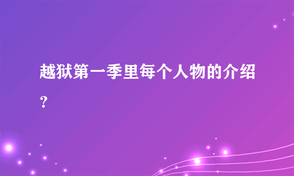 越狱第一季里每个人物的介绍？