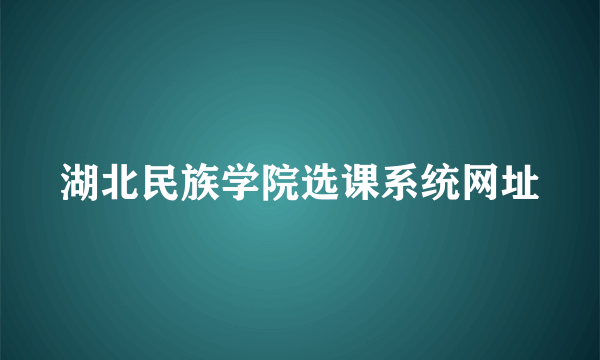 湖北民族学院选课系统网址