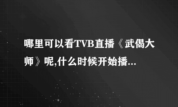 哪里可以看TVB直播《武偈大师》呢,什么时候开始播《武偈大师》