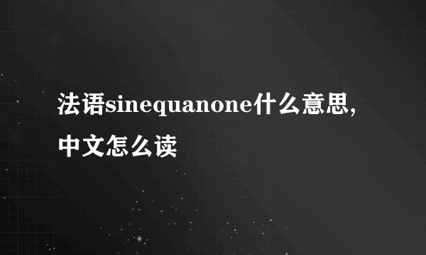 法语sinequanone什么意思,中文怎么读