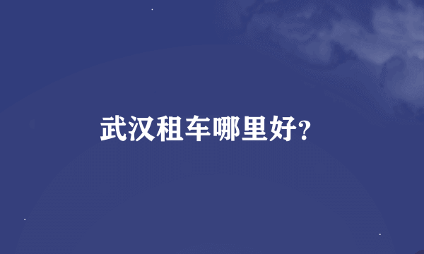 武汉租车哪里好？