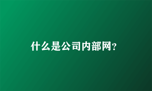 什么是公司内部网？