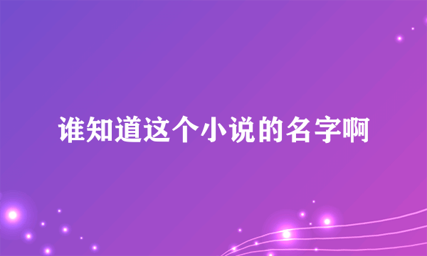 谁知道这个小说的名字啊