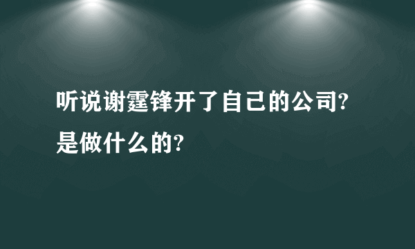 听说谢霆锋开了自己的公司?是做什么的?