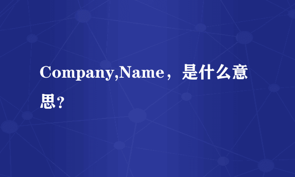 Company,Name，是什么意思？