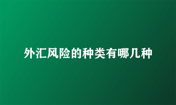 外汇风险的种类有哪几种