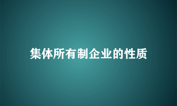 集体所有制企业的性质