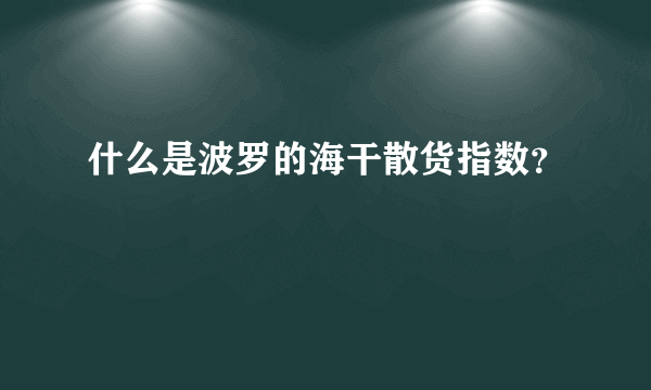 什么是波罗的海干散货指数？