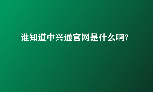 谁知道中兴通官网是什么啊?