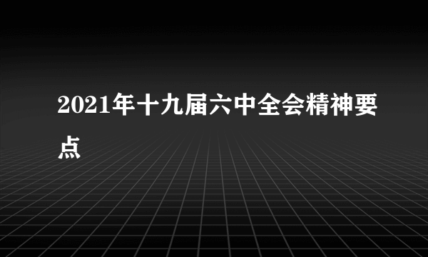 2021年十九届六中全会精神要点