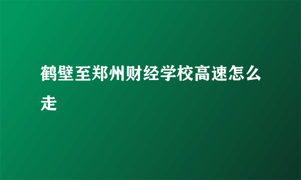 鹤壁至郑州财经学校高速怎么走