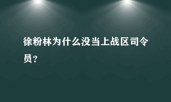 徐粉林为什么没当上战区司令员？