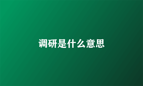 调研是什么意思