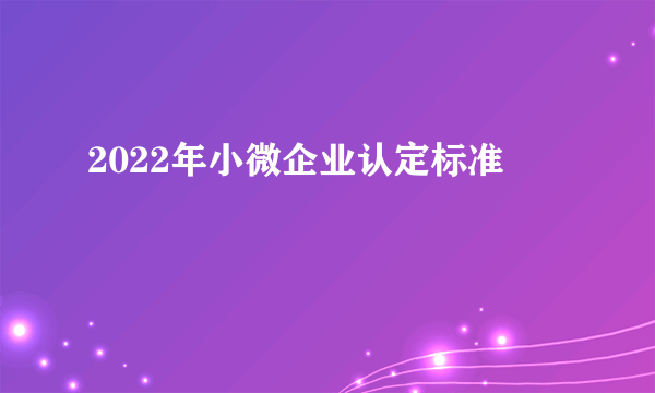 2022年小微企业认定标准