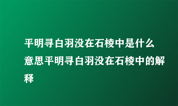 平明寻白羽没在石棱中是什么意思平明寻白羽没在石棱中的解释