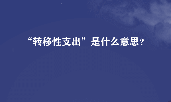 “转移性支出”是什么意思？