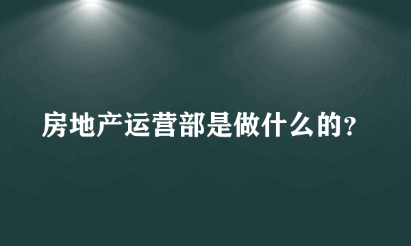 房地产运营部是做什么的？