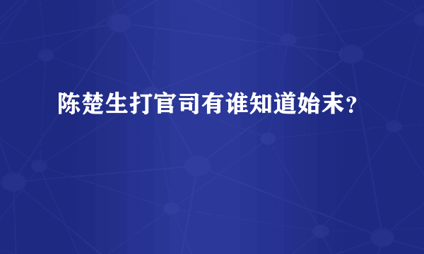 陈楚生打官司有谁知道始末？