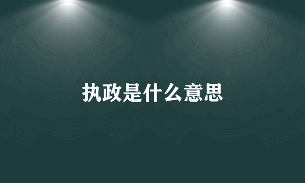 执政是什么意思